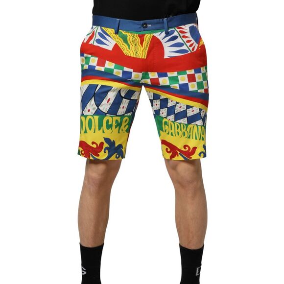 Dolce & Gabbana Multicolor Carretto Print Men Bermuda Men's Shorts (Pre-Owned)